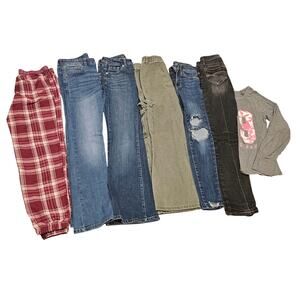 Girl's 7 Piece Clothing Bundle - 1 Top, 5 Jeans, and 1 Loungewear Pants